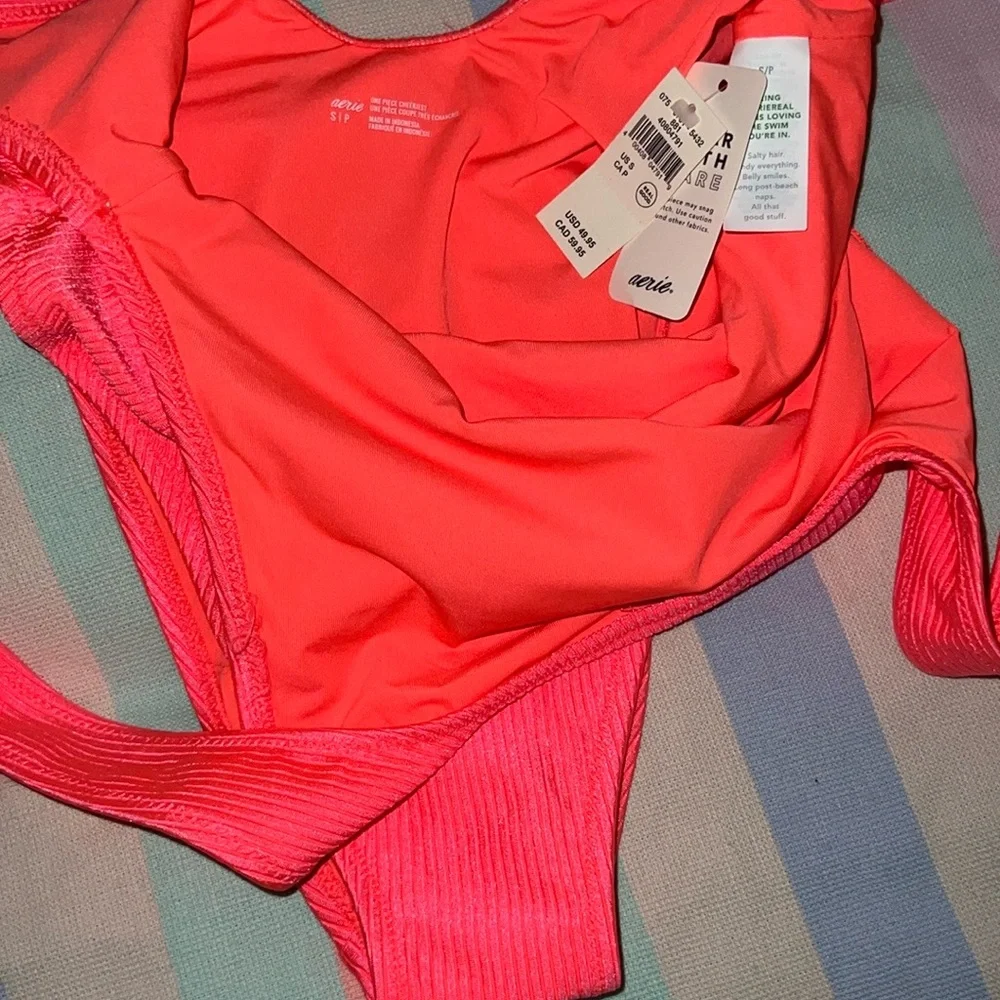 Aerie Neon Pink High-Cut One-Piece - Picture 6 of 9